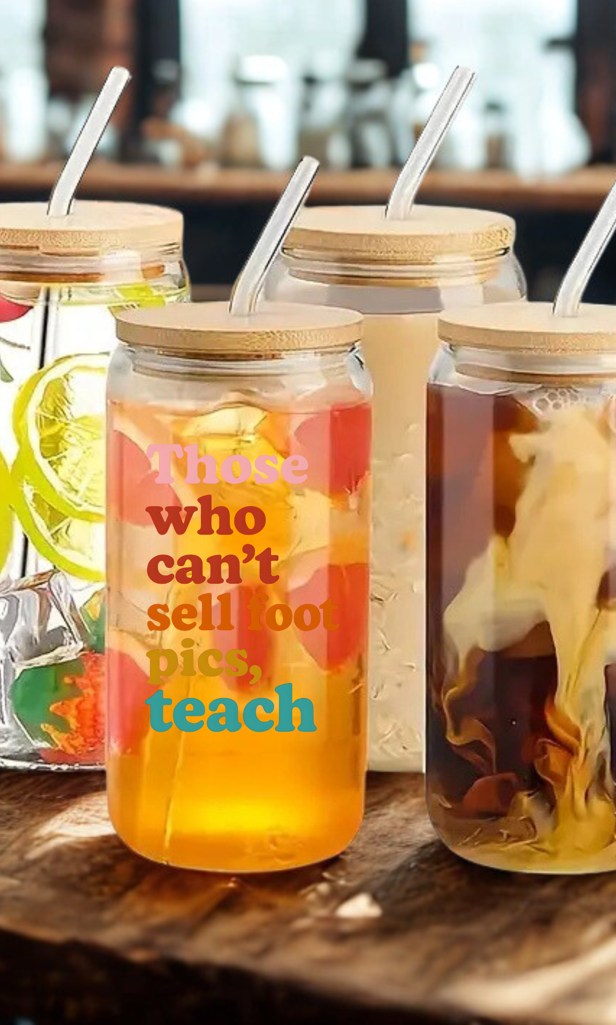 Those who cant' sell foot pics, teach (rainbow)Teacher Drinkware
