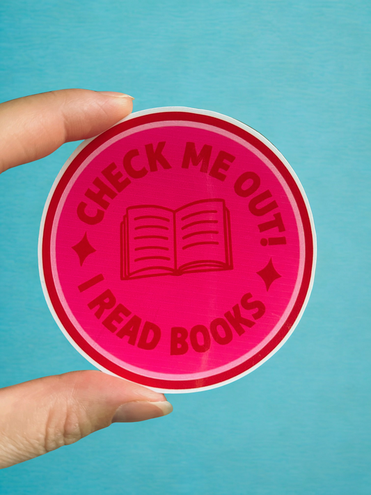 Check me out, I love books Sticker